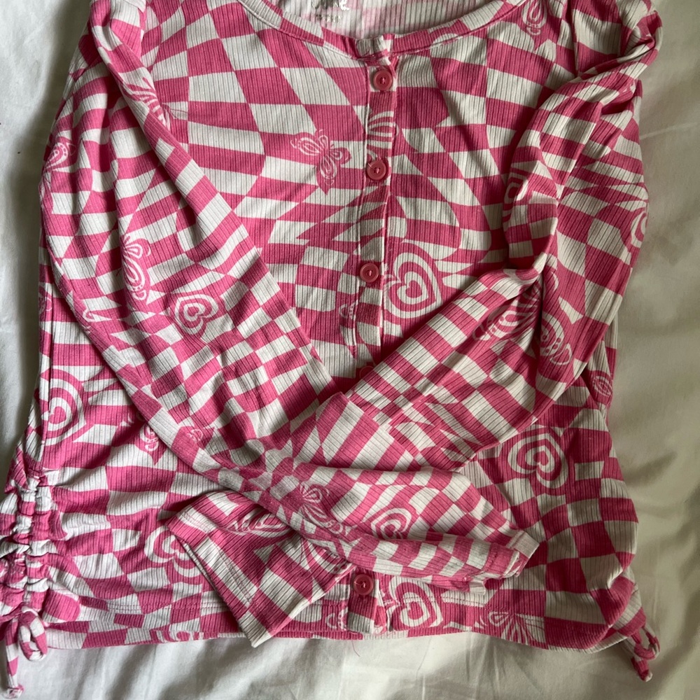 Justice Pink and White Patterned Top